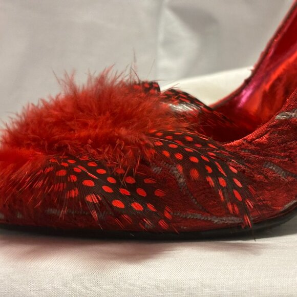 Unique Upcycled Red Distressed Heels *One of a Kind* Victorian Gothic Crushed - Picture 5 of 10
